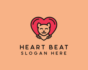 Pet Cat Heart  logo design