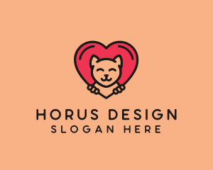 Pet Cat Heart  logo design