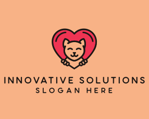 Pet Cat Heart  logo design