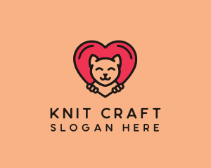 Pet Cat Heart  logo design