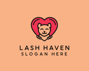 Pet Cat Heart  logo design