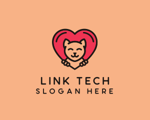 Pet Cat Heart  logo design