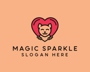 Pet Cat Heart  logo design