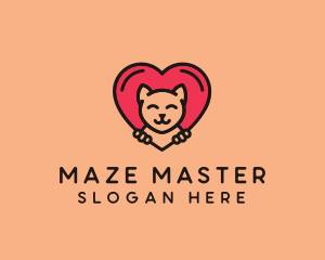 Pet Cat Heart  logo design