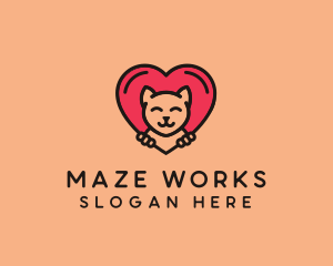 Pet Cat Heart  logo design