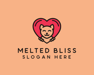 Pet Cat Heart  logo design