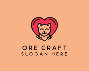 Pet Cat Heart  logo design