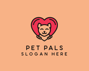 Pet Cat Heart  logo design