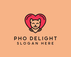 Pet Cat Heart  logo design