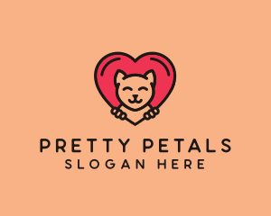 Pet Cat Heart  logo design