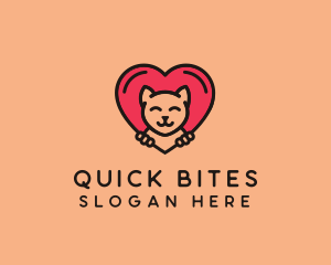 Pet Cat Heart  logo design