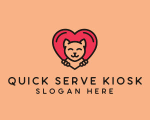 Pet Cat Heart  logo design