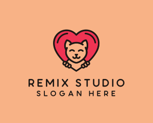 Pet Cat Heart  logo design