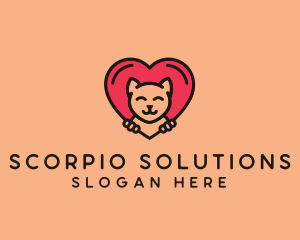 Pet Cat Heart  logo design