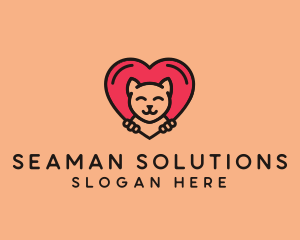 Pet Cat Heart  logo design