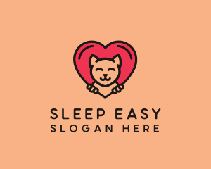 Pet Cat Heart  logo design