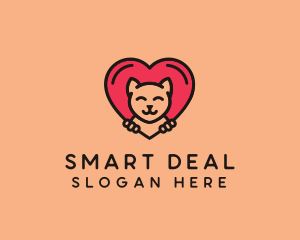 Pet Cat Heart  logo design