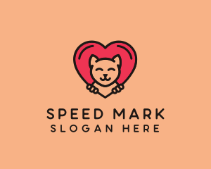 Pet Cat Heart  logo design