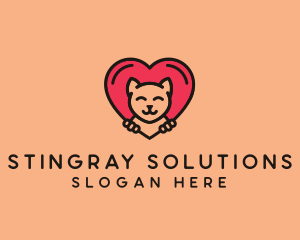 Pet Cat Heart  logo design