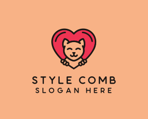 Pet Cat Heart  logo design