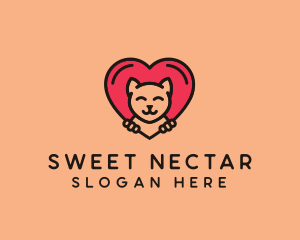 Pet Cat Heart  logo design