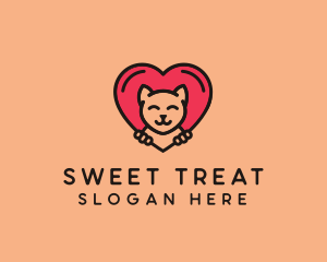 Pet Cat Heart  logo design