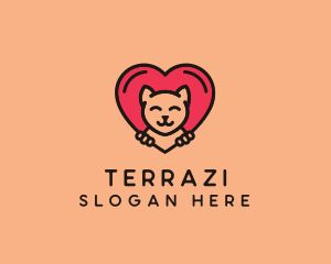 Pet Cat Heart  logo design