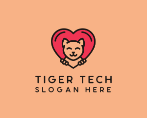 Pet Cat Heart  logo design