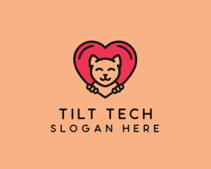 Pet Cat Heart  logo design