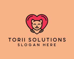 Pet Cat Heart  logo design