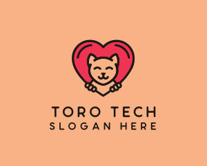 Pet Cat Heart  logo design