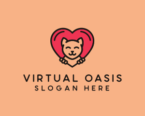 Pet Cat Heart  logo design