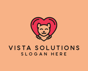 Pet Cat Heart  logo design