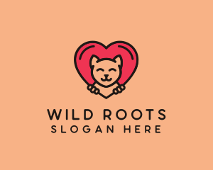 Pet Cat Heart  logo design