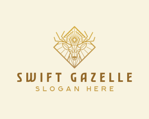 Gazelle - Deer Stag Antlers logo design