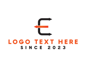 Text - Arrow Letter E logo design