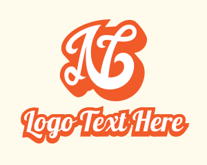 Calligraphic - Fancy Orange Letter N logo design
