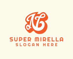 Fancy Orange Letter N Logo