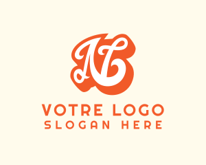 Fancy Orange Letter N Logo