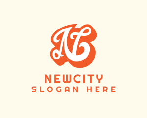 Fancy Orange Letter N logo design