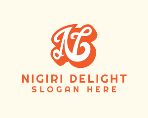 Fancy Orange Letter N logo design