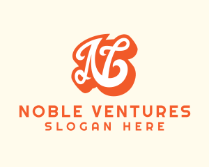 Fancy Orange Letter N logo design