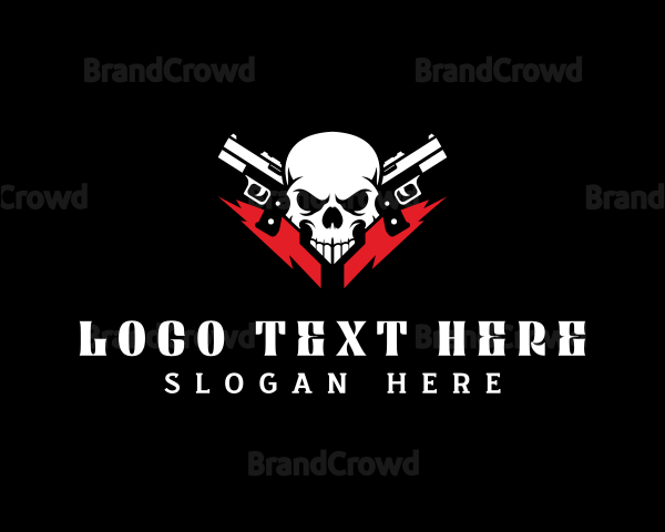 Pistol Firearm Skull Logo