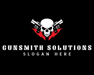 Pistol Firearm Skull logo design