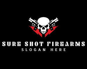 Pistol Firearm Skull logo design