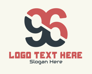 Gym - Diagonal Strikethrough Number 96 logo design