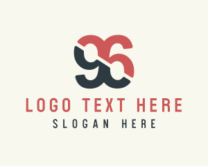 Studio - Diagonal Strikethrough Number 96 logo design