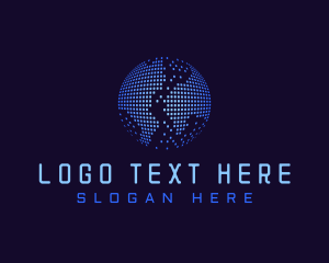 Cyber - Tech World Map logo design