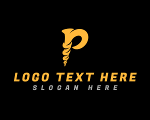 Letter P - Builder Screw Tool logo design