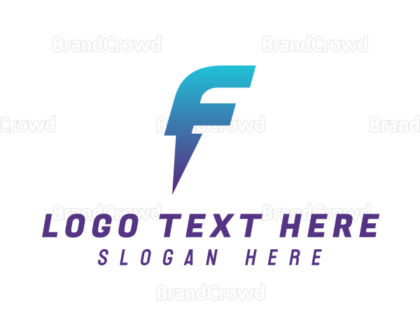 Blue Bolt Letter F Logo